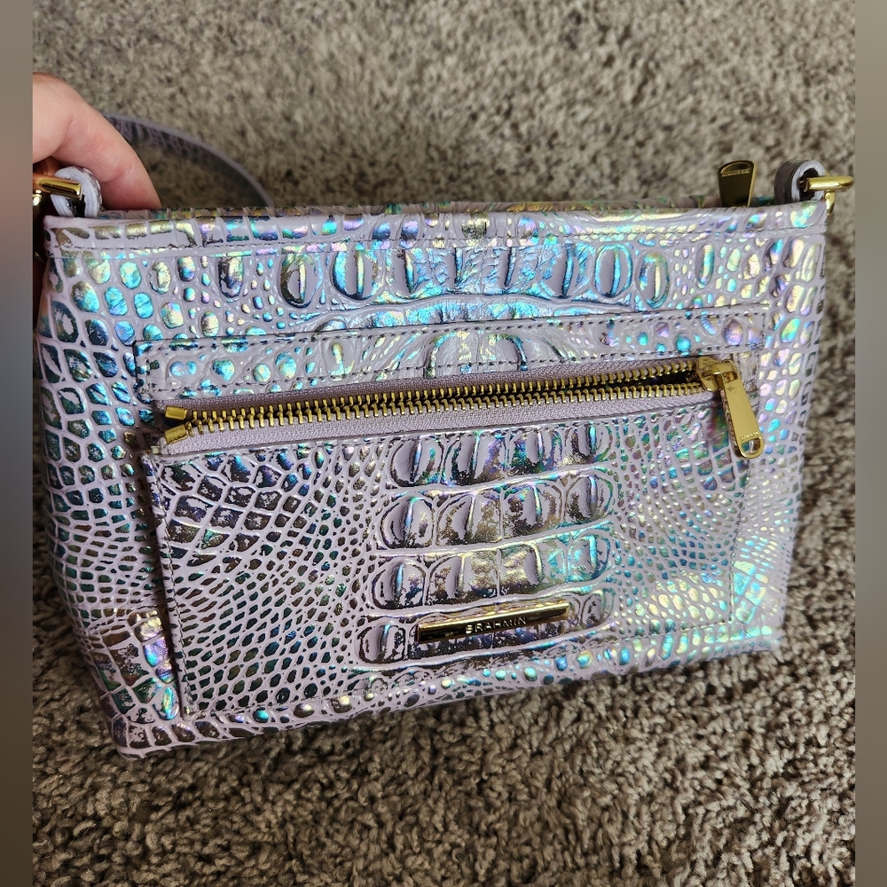 Brahmin Violet Wonderland Crocodile Embossed Crossbody Bag - Picture 1 of 12
